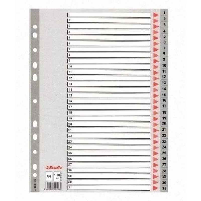 Skirtukas Esselte PP, A4, numeriai 1-31, plastikinis