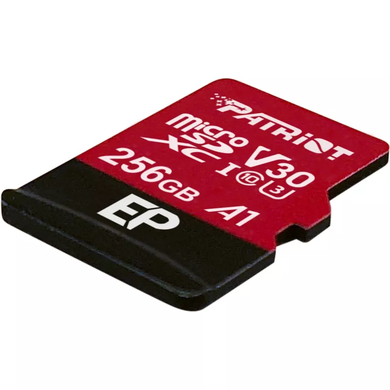 MicroSDXC atminties kortelė PATRIOT PEF256GEP31MCX 256GB Class 10 U3 V30 skaitymo greitis 100 MB/s rašymo greitis 80 MB/s su SD adapteriu