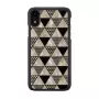 Išmaniojo telefono dėklas iKins, skirtas iPhone XR — piramidės raštas, juodas
