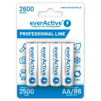 Baterii Reincarcabile R6 AA 2600mAh EverActive Professional pakuotės turinys 1x lizdinė pakuotė