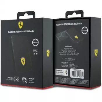 Ferrari Galiabank FEPB5MNCAK 15W 5000mAh Juoda/Juoda Metal Logo MagSafe