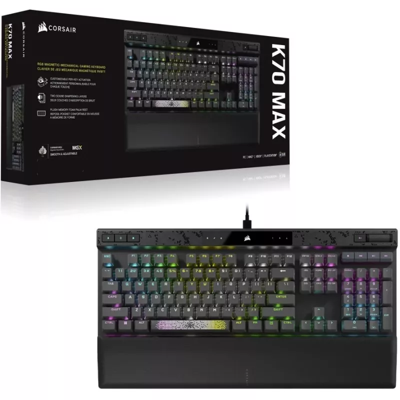 Corsair K70 MAX klaviatūra, žaidimams, USB, vokiška, juoda