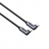 USB-C laidas Unitek C14147ABK01-1M, 1 m, 90° kampuoti jungtys, USB PD 3.0 100W, duomenys 480 Mbps, juoda