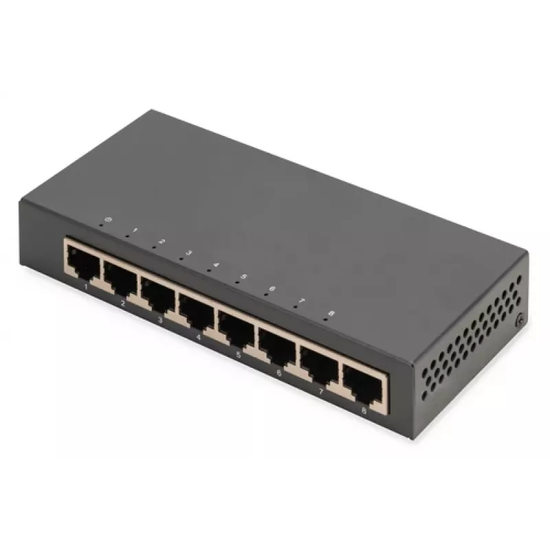 Nevaldomas komutatorius Digitus 8 prievadų Gigabit Ethernet 10/100/1000 Metal Housing