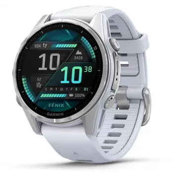 Garmin Fenix 8 3,3 cm (1,3) AMOLED 43 mm Skaitmeninis 416 x 416 pikselių Liečiamas ekranas Sidabrinis Wi-Fi GPS (palydovas)