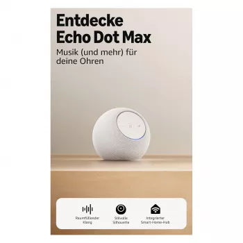 Amazon Echo Dot Max 2025 leidimas - Ledynų baltumo - Bluetooth (B0DKLVWZPF)