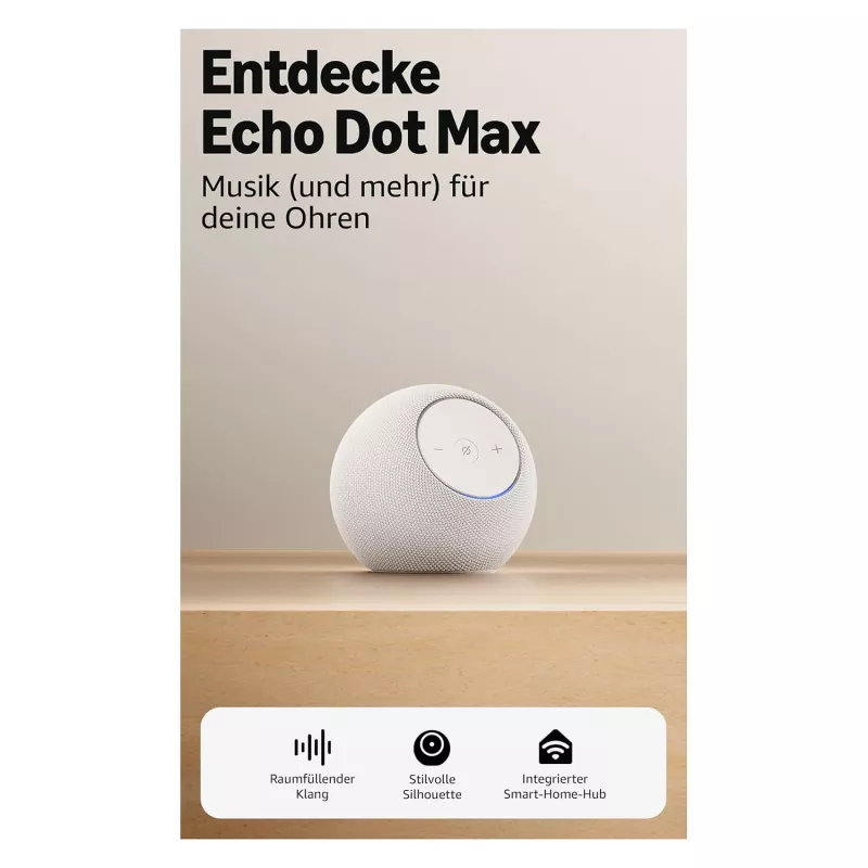 Amazon Echo Dot Max 2025 leidimas - Ledynų baltumo - Bluetooth (B0DKLVWZPF)