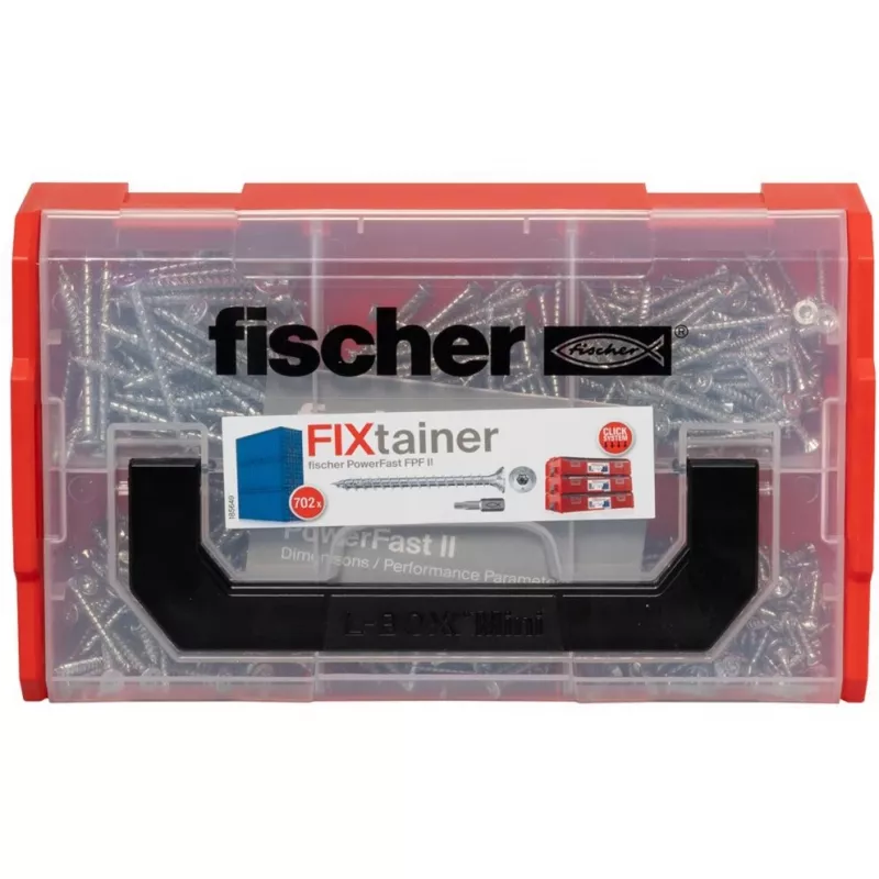 Varžtų rinkinys FISCHER FixTainer PowerFast II, 702 vnt., pilnas sriegis, cinkuotas