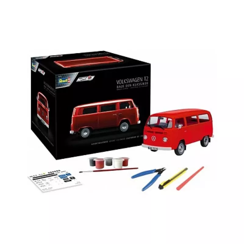 Autobuso modelis REVELL VW T2, surinkimo rinkinys, mastelis 1:24, ilgis 193 mm, plotis 85 mm