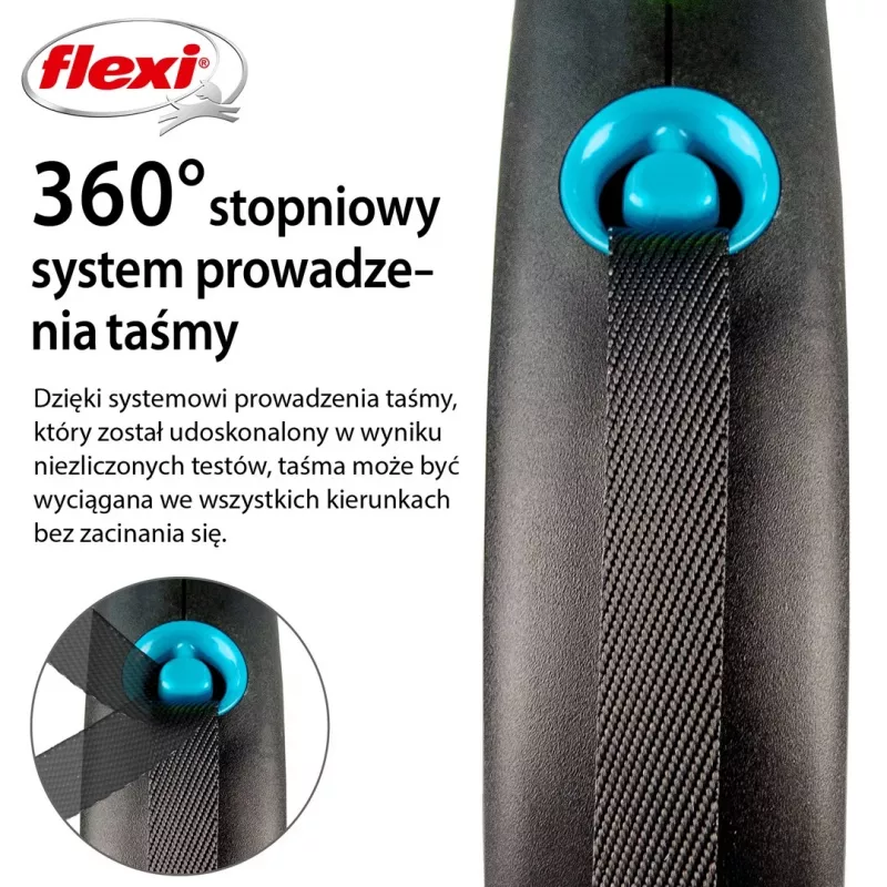 Ištraukiamas šunų pavadėlis Flexi flexi Juoda Design M — 5 m ilgio, juostinis, maks. apkrova 25 kg, ergonomiška rankena