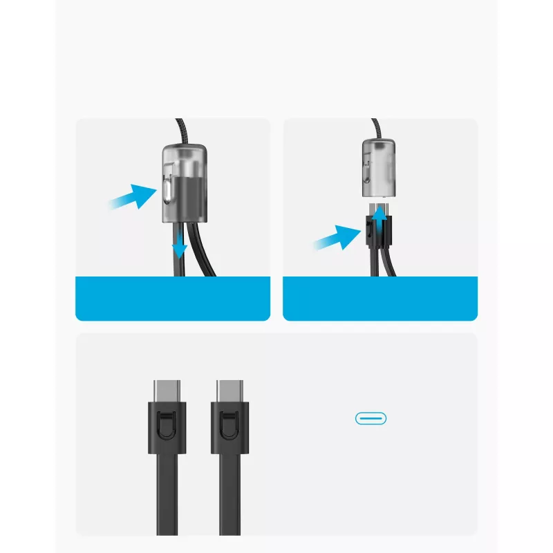 Išorinė baterija su USB-C kabeliu 20000 mAh 30 W juoda