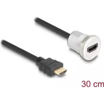 HDMI laidas DeLOCK 88180 0,3 m HDMI A tipo kištukas į lizdą juodas sidabrinis