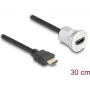 HDMI laidas DeLOCK 88180 0,3 m HDMI A tipo kištukas į lizdą juodas sidabrinis