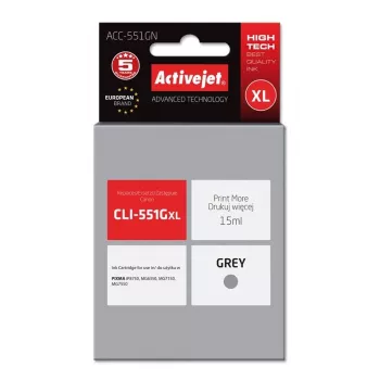 Rašalo kasetė ActiveJet ACC-551GN — suderinama Canon CLI-551GXL, Pilka, Didelės talpos (XL) 15 ml