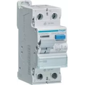 HAGER CDA525D nuotėkio srovės grandinės pertraukiklis 2P 10kA 25A 30mA A tipas (CDA525D)