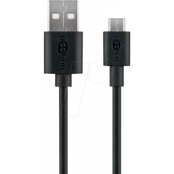 Goobay Micro USB įkrovimo ir sinchronizavimo kabelis, juodas, 2 m - Android įrenginiams, juodas (38660)