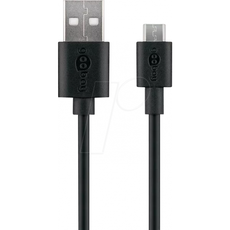Goobay Micro USB įkrovimo ir sinchronizavimo kabelis, juodas, 2 m - Android įrenginiams, juodas (38660)