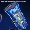 Automobilinis pakrovėjas usams CC164CC01 30W su 1×USB-A ir 1×USB-C greitam įkrovimui