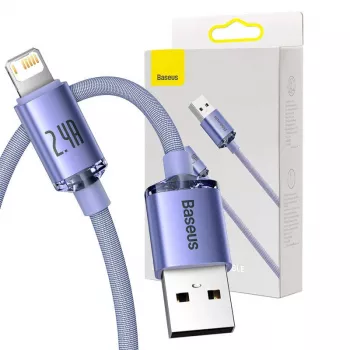 Baseus Crystal Shine laidas USB į Lightning, 2,4A, 2 m (violetinė)