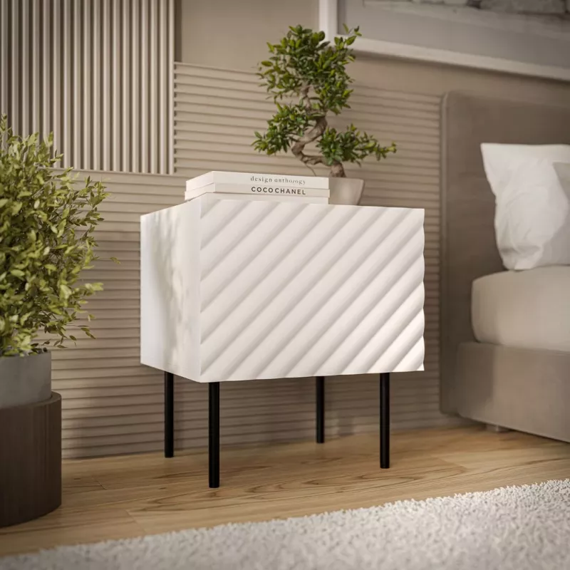 Naktinis staliukas Cama LUCCA spintelė prie lovos 2 vnt. 47x40x52 cm balta MDF/medžio drožlių plokštė
