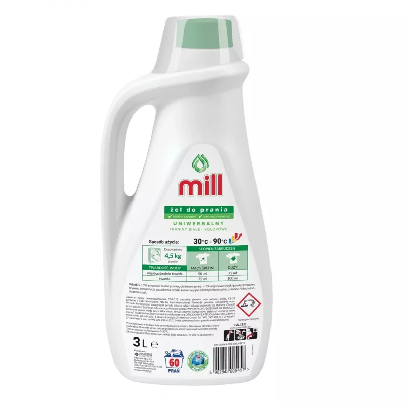 MILL Universalus skalbimo gelis 3 l, 60 skalbimų
