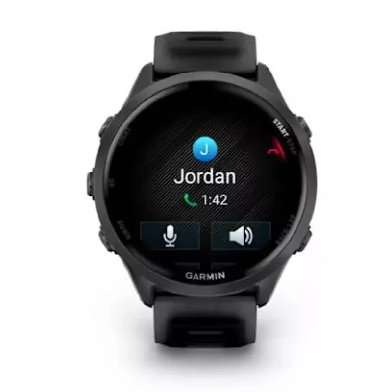 Išmanusis laikrodis GARMIN Forerunner 570 — 47 mm šiferio pilkumo aliuminio korpusas, permatomas juodas silikoninis dirželis
