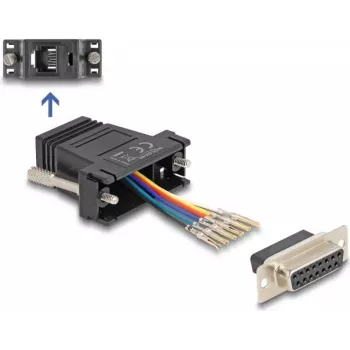 DELOCK 67087 lyčių keitiklio adapteris — D-Sub 15 (HD) moteriškas į RJ12, juodas