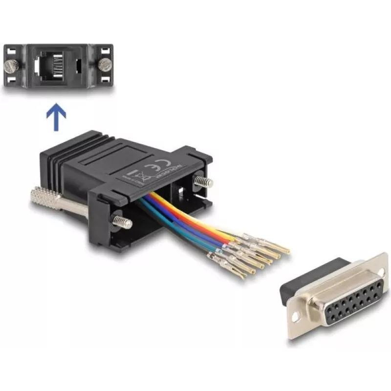 DELOCK 67087 lyčių keitiklio adapteris — D-Sub 15 (HD) moteriškas į RJ12, juodas
