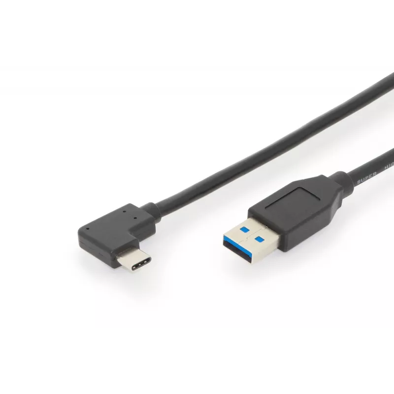 Digitus ASSMANN - USB laidas - USB-C (M) kampuotas į USB Type A (M) tiesus - USB 3.1 Gen2 - 3 A - 1 m - formuotas - juodas (AK-300147-010-S)
