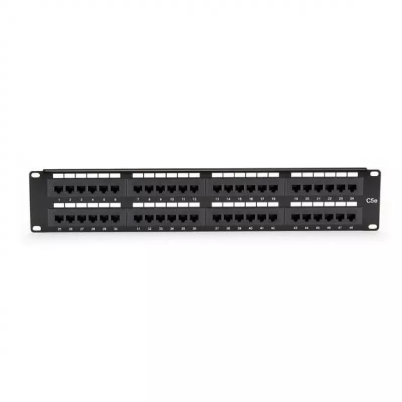Pataisų skydelis Juoda Box JPM5E48A 2U Cat5e stovo montavimas