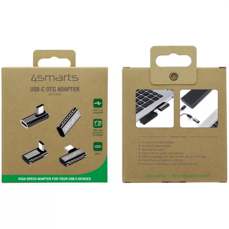 USB-C į USB-C adapterių / jungčių keitiklių rinkinys 4smarts 540464, sidabrinis