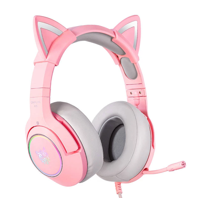 Ausinės Onikuma K9 Pink RGB Gaming Headphones