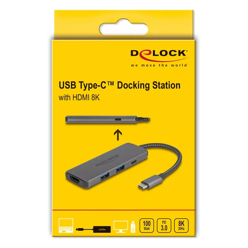 DeLOCK USB Type-C prijungimo stotis 8K HDMI USB PD 3.0 100 W