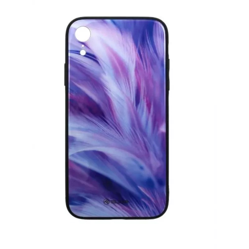 Apsauginis stiklas Tellur Cover Glass print, skirtas iPhone XR, su margintu plunksnų dizainu