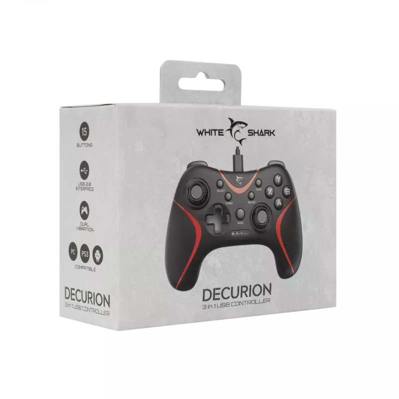 Laidinis USB žaidimų pultas White Shark GP-2038 3in1 (DECURION) – baltas