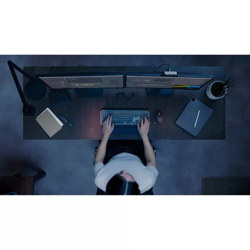 „Logitech MX Keys S Combo“ klaviatūra, pelė įskaičiuota, biuro, RF belaidė + „Bluetooth“, QWERTZ, šveicariška, grafito