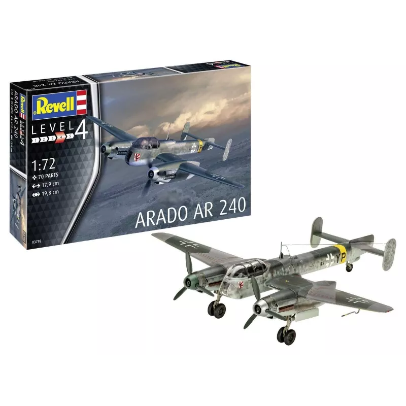 Plastikinis modelio rinkinys REVELL Arado AR-240 1/72 masteliu — orlaivio surinkimo modelis