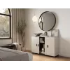 Komoda Cama Meble SOHO 120×41×80 cm – kašmyro spalvos fasadai, juodas rėmas