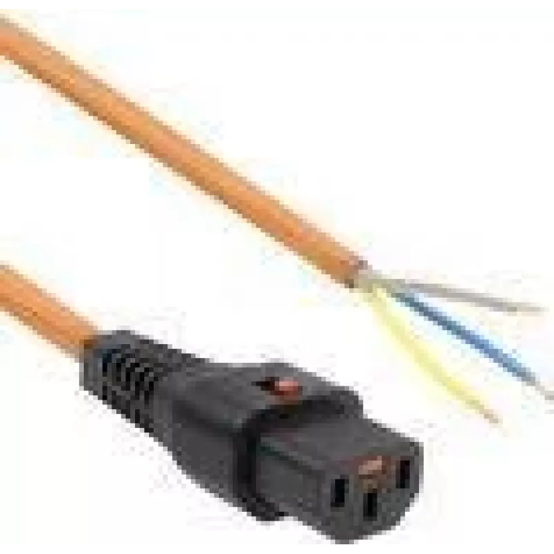 ACT Powercord C13 IEC Lock - atviras galas oranžinis 3 m, PC967