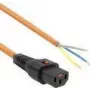 ACT Powercord C13 IEC Lock - atviras galas oranžinis 3 m, PC967
