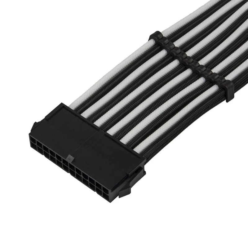 ATX ilginimo laidas SidabrinėSTONE SST-PP07E-MBBW 30 cm juodas/baltas
