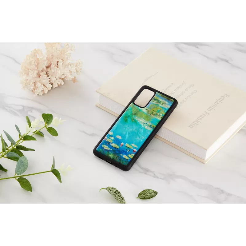 Telefono dėklas iKins, skirtas Samsung Galaxy S20+ — juodas vandens lelijų dizainas