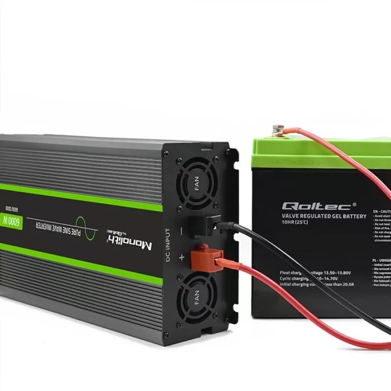 Qoltec 51923 grynos sinusinės bangos keitiklis Monolith | 3000 W | 6000 W | 24 V į 230 V | LCD