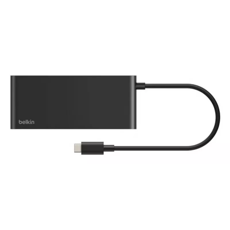 Belkin Connect, USB Type-C, HDMI, USB 2.0 Type-A, USB 3.2 Gen 1 (3.1 Gen 1) Type-C, MicroSD (TransFlash), SD, juoda, apvalus kabelis, 0,2 m