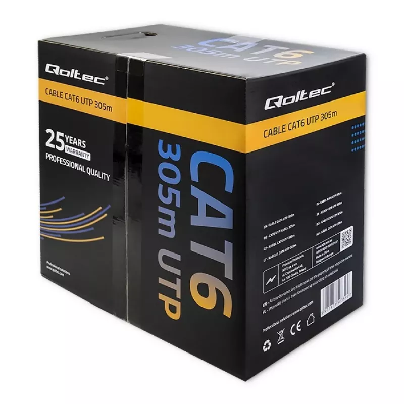 Patchcord UTP laidas QOLTEC 50359 RJ45 CAT6 305m mėlynas