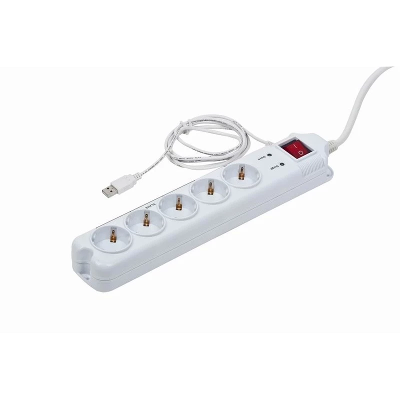 Apsauga nuo viršįtampių Gembird PCW-MS-2G White 5 AC Outlets 250V 1.8m