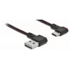 USB laidas DeLOCK EASY-USB 2.0 Type-A kištukas į Type-C kištuką kampuotas 0,2 m juodas
