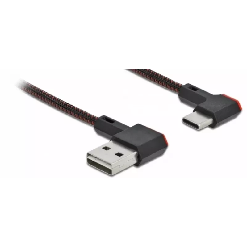 USB laidas DeLOCK EASY-USB 2.0 Type-A kištukas į Type-C kištuką kampuotas 0,2 m juodas