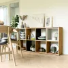 Svetainės knygų spinta Top e Shop MALAX 2X4 ARTISAN, natūrali mediena, 8 lentynos, 1470×300×750 mm