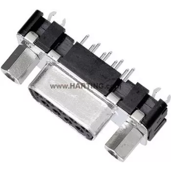 D-Sub jungtis Harting 09 66 251 6512, 15 kontaktų lituojama, 180° orientacija